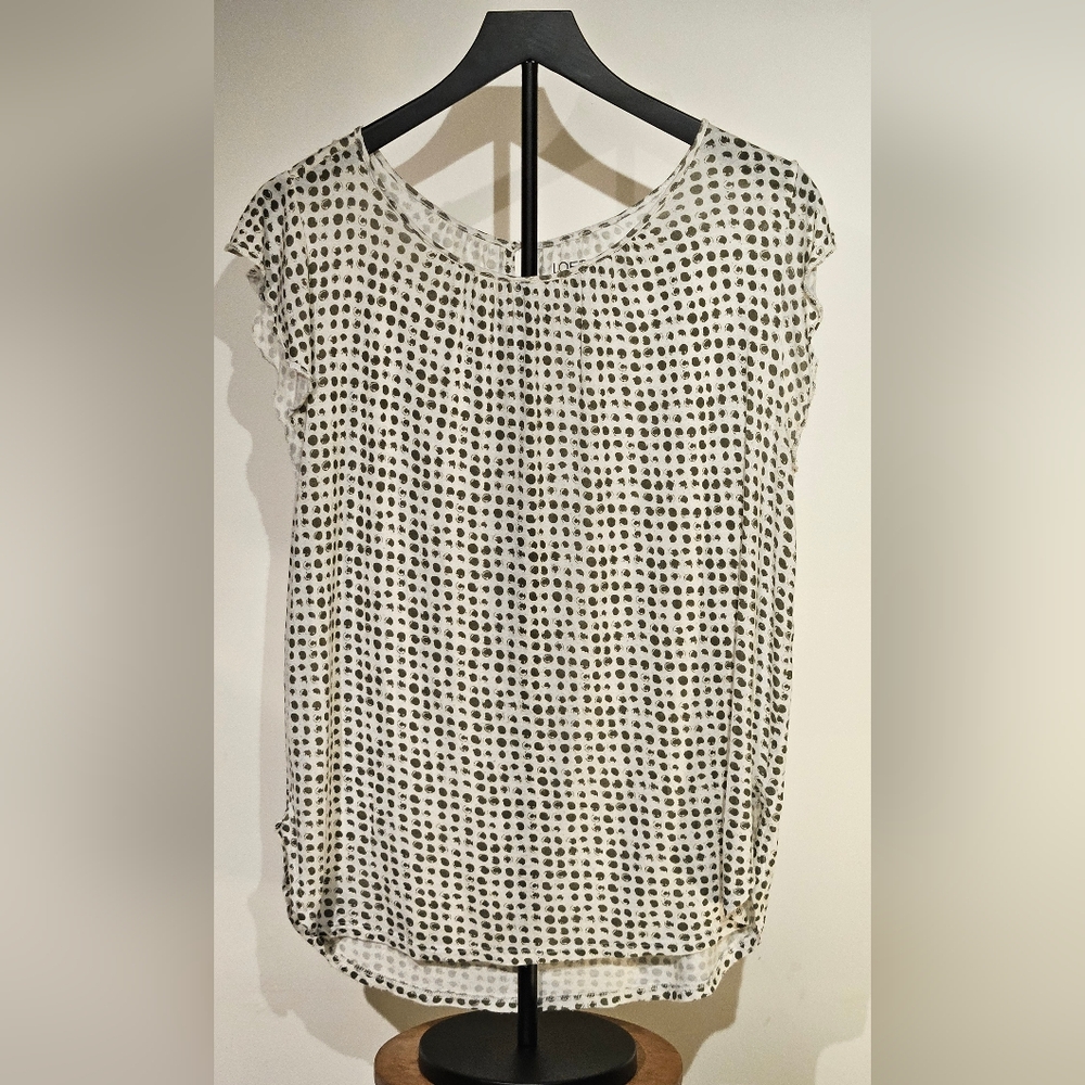 LOFT Polka Dot Short Flutter Sleeve Women's Top